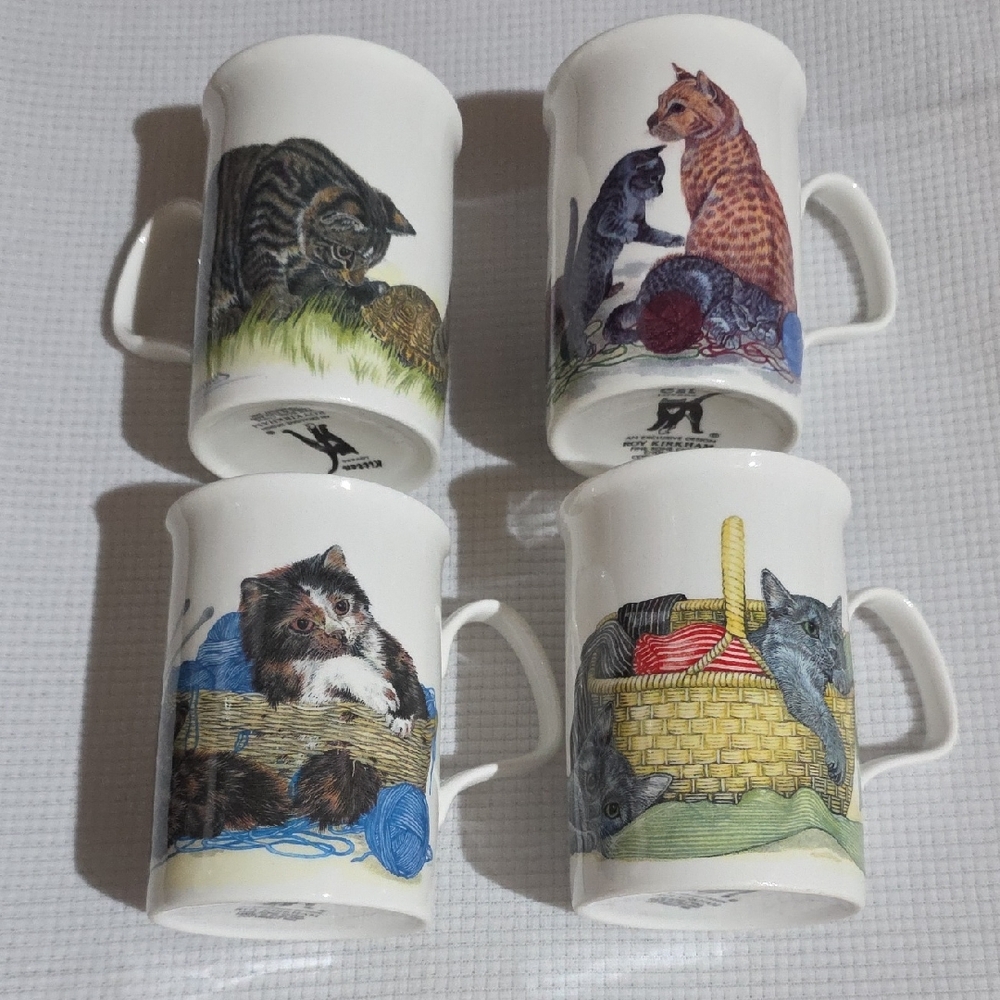 Roy Kirkham Vintage Fine Bone China Mugs from the "Cat Kitten Lovers" Collection